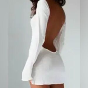 Chic White Open-Back Swim Coverup
